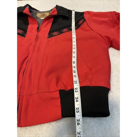 Vintage Canyon Guide Outfitters Bomber Jacket Mens L Aztec Blanket Lined Red - Picture 3 of 16